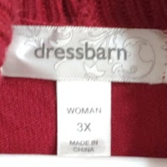 DRESS BARN CLASSIC CARDIGAN KNIT RIBBED WIDE LAPEL AND SLEEVES CRANBERRY RED 3X - Picture 5 of 12